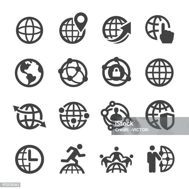 Globe And Communication Icons Acme Series Stock Illustration - Download Image Now - Icon Symbol, Globe - Navigational Equipment, Global Communications