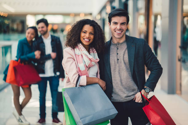 istock Mixed race couple on shopping 913383686