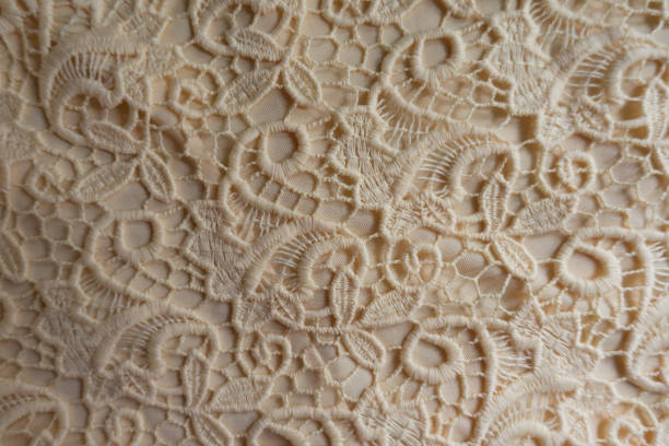 istock Delicate retro styled ivory lace from above 913386424