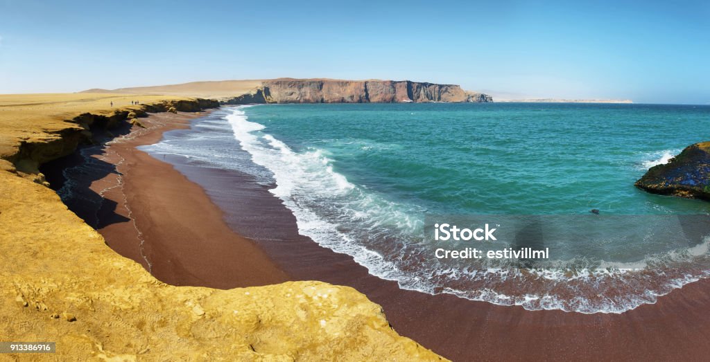 Red sand beach of Paracas National Reserve in Peru The coast and red sand beach of Paracas National Reserve in Peru Accidents and Disasters Stock Photo