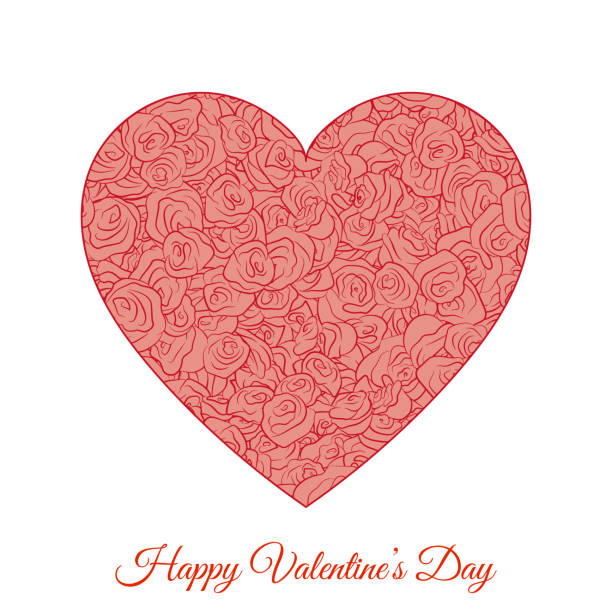 Vector coeur Floral rouge. Happy Valentines Day Holiday - Illustration vectorielle