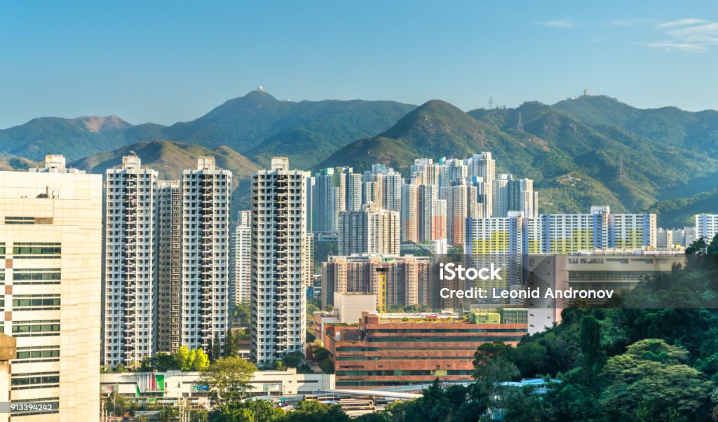View of the Sha Tin District in Hong Kong, China View of the Sha Tin District at East New Territories of Hong Kong. China Hong Kong Stock Photo