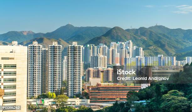 View Of The Sha Tin District In Hong Kong China Stock Photo - Download Image Now - Hong Kong, Built Structure, House