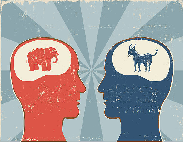 illustrations, cliparts, dessins animés et icônes de parti républicain démocrate contre les profils fond diffuse - mule animal profile animal head