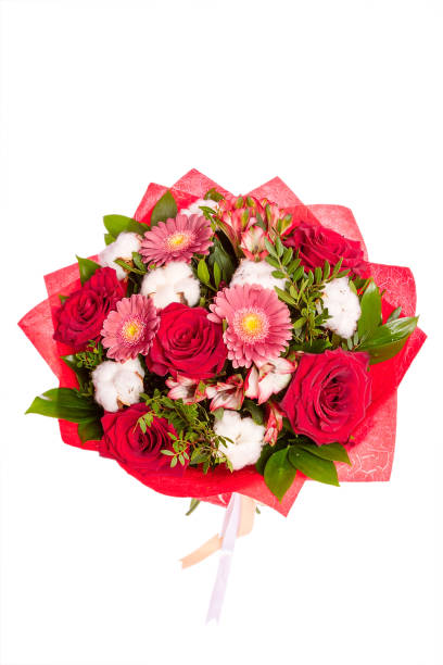 istock Bright buketny composition from fresh flowers, the white background 913396550