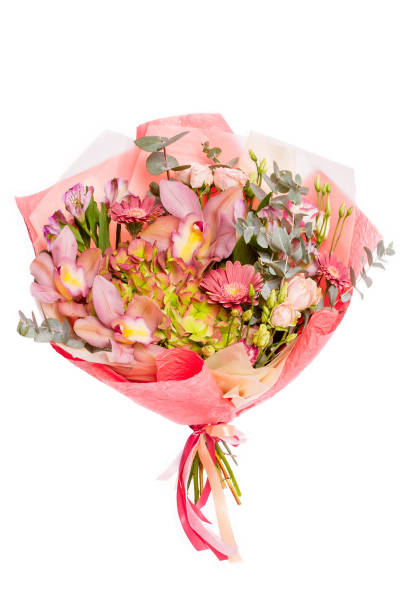istock Bright buketny composition from fresh flowers, the white background 913396570