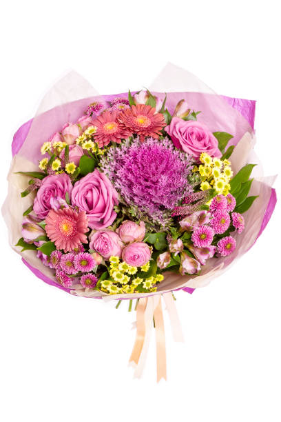 istock Bright buketny composition from fresh flowers, the white background 913396610
