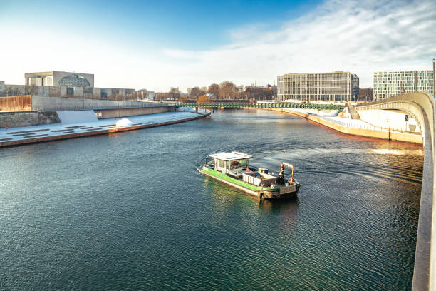 istock ship on river in Berlin near main station 913399214