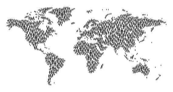 Vector of World Map Made of Stickman Figures