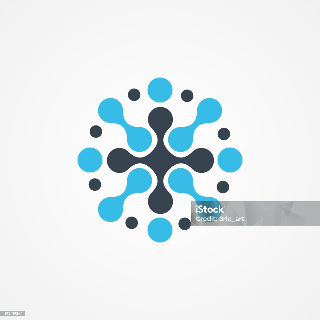 Neurona molecular con cruz icono - arte vectorial de Logotipo libre de derechos