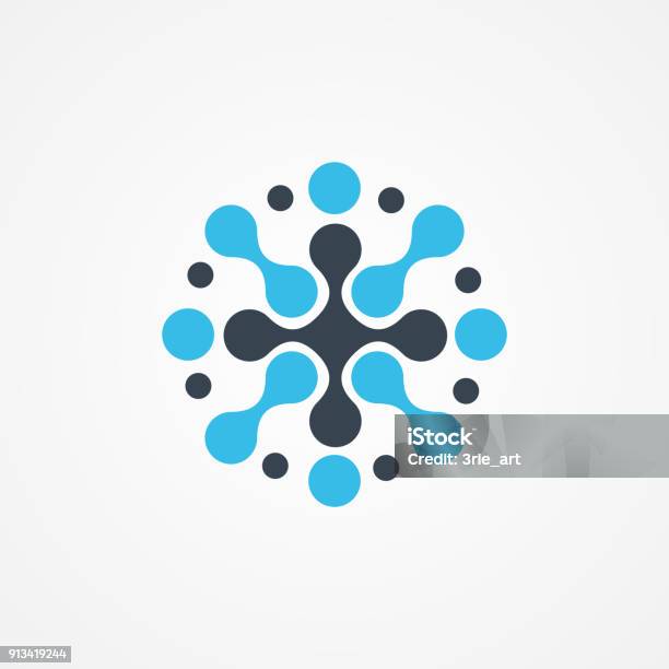 Molecular Neuron With Cross Icon Stock Illustration - Download Image Now - Logo, Connection, Circle