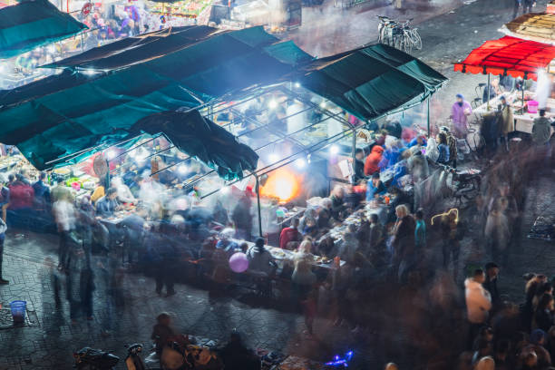 istock Busy food stall with motion blur,Morocco 913430538