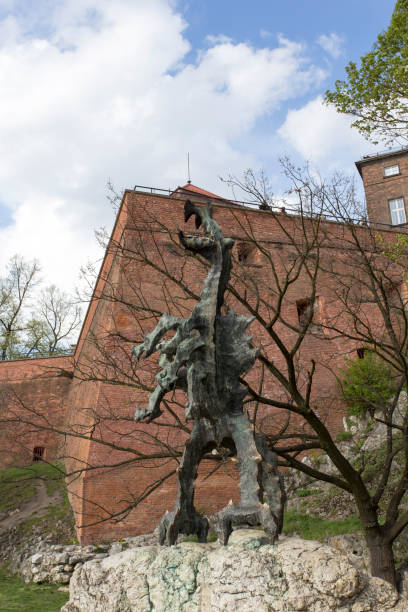 Krakow, Poland - April 22, 2017: Dragon of Wawel castle
