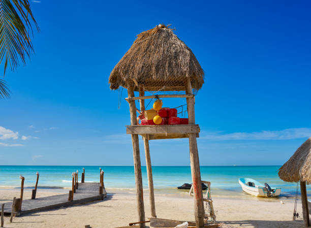 istock Holbox Island beach hut palapa in Mexico 913439476