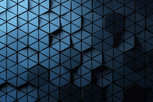 istock Hexagons made of triangles in vibrant blue colors 913445370