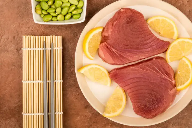 Photo of Raw Fresh Yellow Fin Tuna Steaks