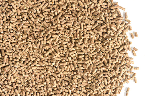 close up of granulated animal food texture