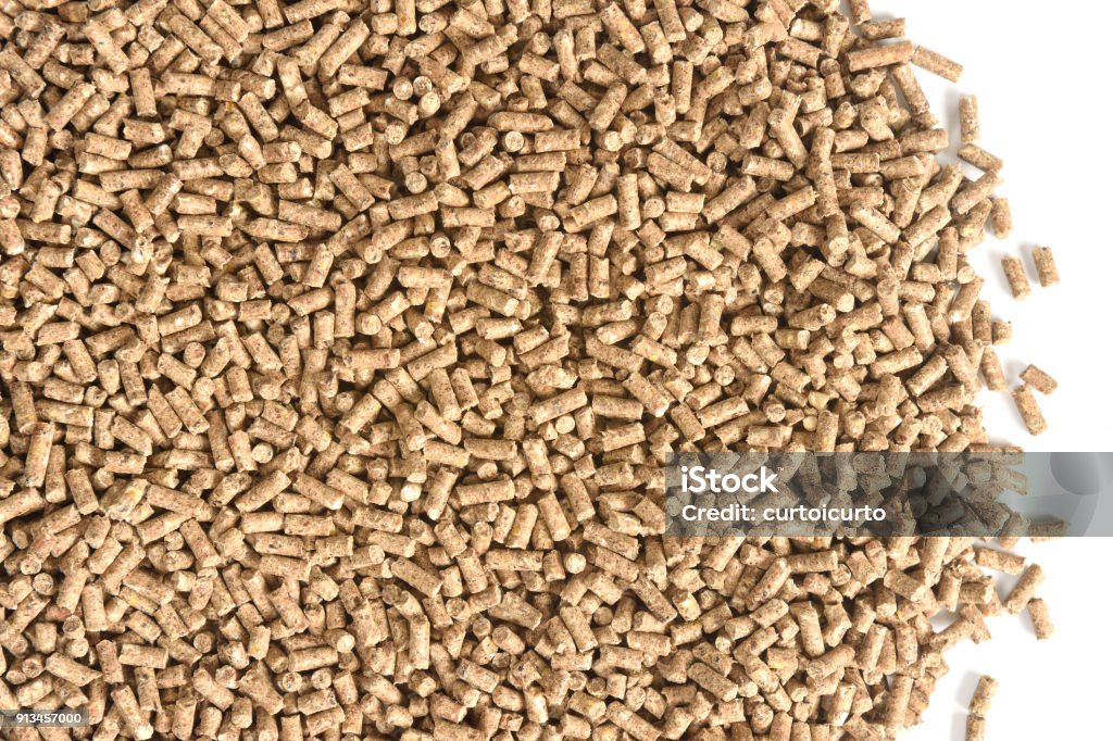 close up of granulated animal food texture Feeding Stock Photo
