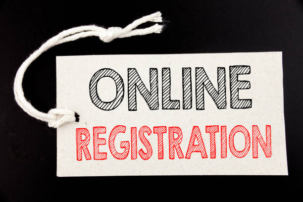 istock Handwritten text caption showing Online Registration. Business concept writing for Internet Login written on price tag paper on the black vintage background. 913473654