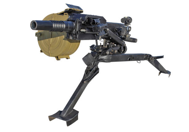 Automatic grenade launcher Automatic grenade launcher isolated on a white background tripod attack stock pictures, royalty-free photos & images