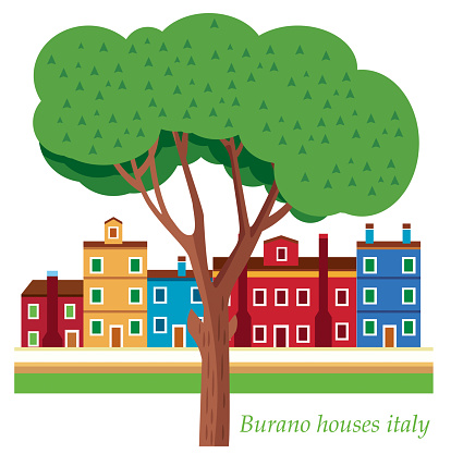 Vector Burano houses italy