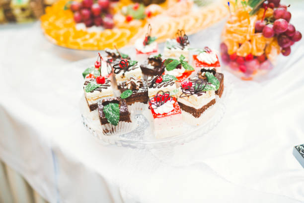 istock Different kinds of baked sweets on a buffet 913475096