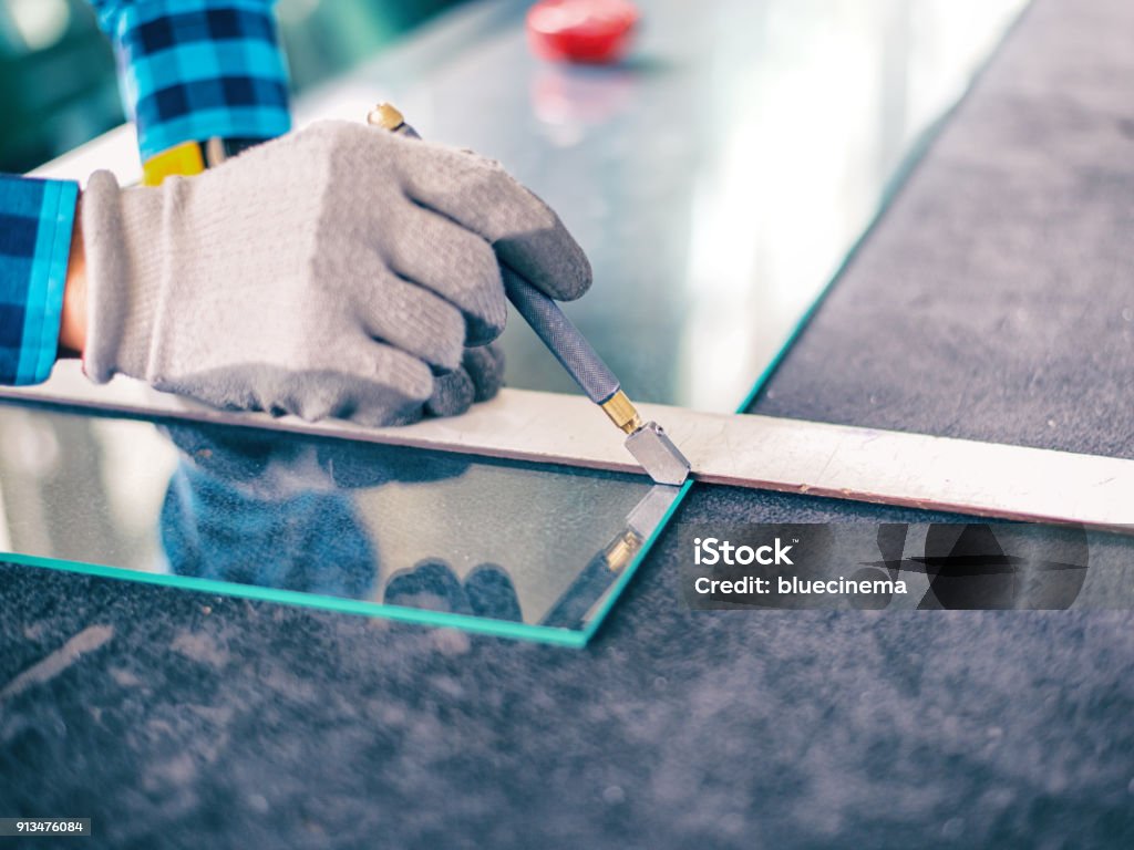 Glass Cutting Glass - Material Stock Photo
