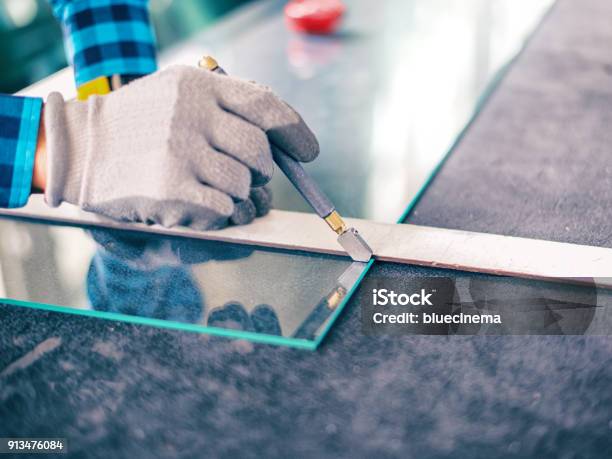 Glass Cutting Stock Photo - Download Image Now - Glass - Material, Cutting, Glass Factory