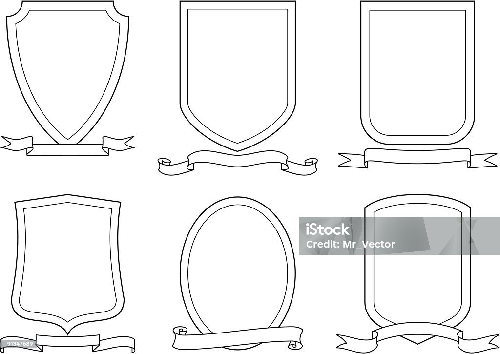 Set of vector emblems, crests, shields and scrolls This is a vector image - you can simply edit colors and shapes Clip Art stock vector