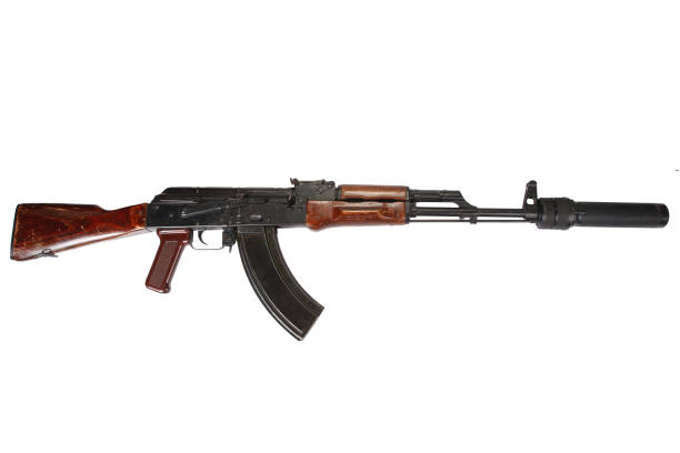 istock AK 47 assault rifle with sound suppressor (silencer) 913488472