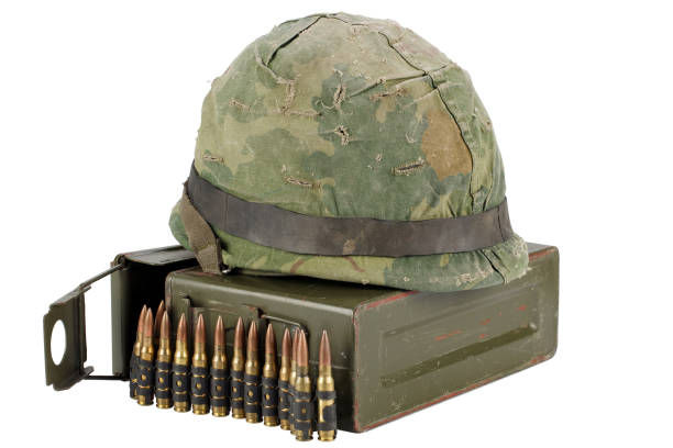 istock US Army Ammo Box with ammunition belt and helmet 913489182