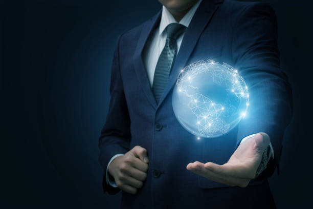 istock Businessman showing global network . 913489352