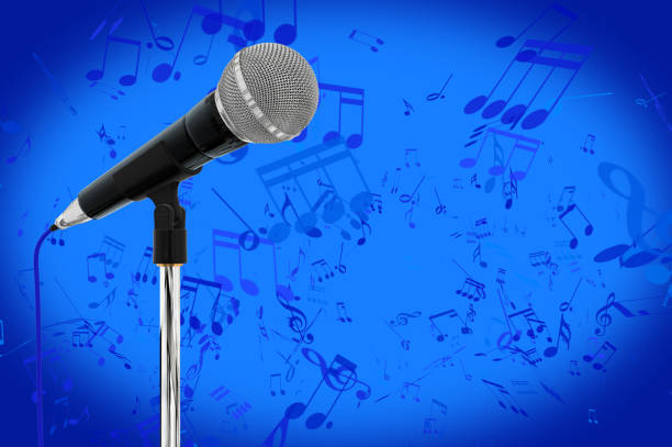 Microphone Symbol on pixelated background