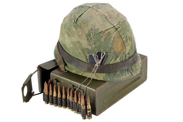 istock US Army Ammo Box with ammunition belt and helmet 913493374