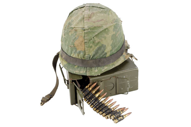 istock US Army Ammo Box with ammunition belt and helmet 913493398