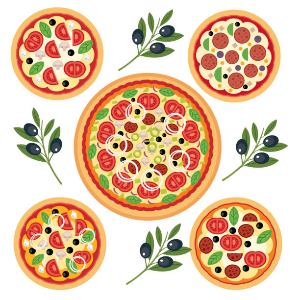 ilustrações, clipart, desenhos animados e ícones de pizza italiana  - pizza pepperoni vector ingredient
