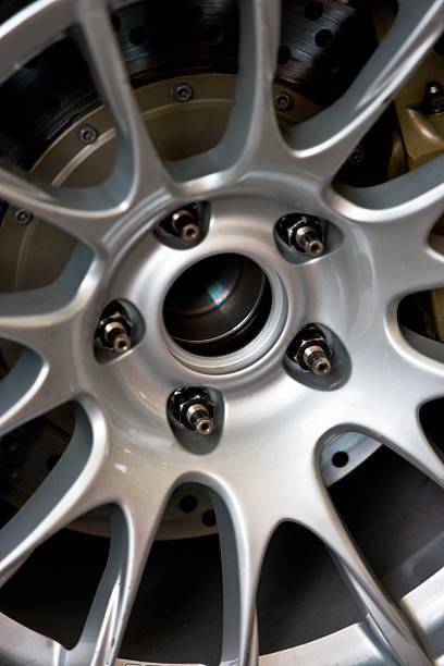 istock Alloy wheel on a saloon racing car 91350042