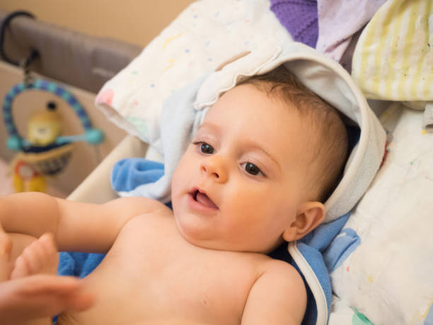istock Little baby girl after a bath 913500470