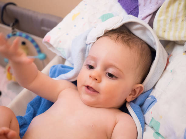 istock Little baby girl after a bath 913501082