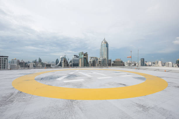Heliport backdrop of the city