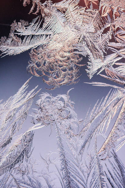 istock Winter background, frost and ice crystals on window glass 913501712
