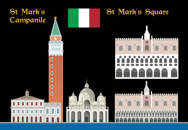 Vector illustration of St Mark's Square Italy