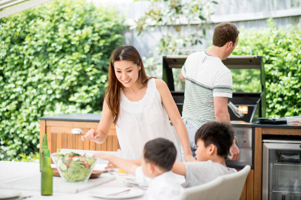 Family preparing lunch
