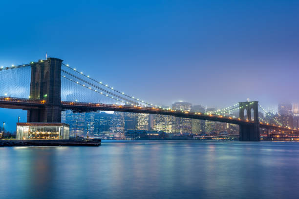 istock Manhattan Brooklyn Bridge night fog 913504900