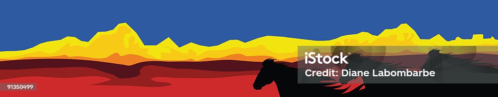 Stallions юго-западном стиле - Стоковые иллюстрации Паническое бегство роялти-фри
