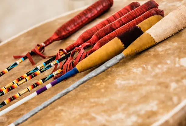 Drumsticks used during a Pottawatomie Pow Wow