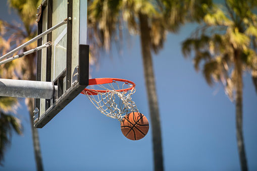 Basketball shot at the net