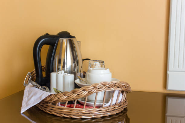 istock Tea set in a econom hotel room. 913511300