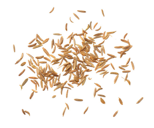 istock Cumin or caraway seeds isolated on white background. Top view 913511466