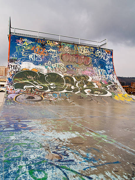 istock Close up of ramp at a skate park 91351423